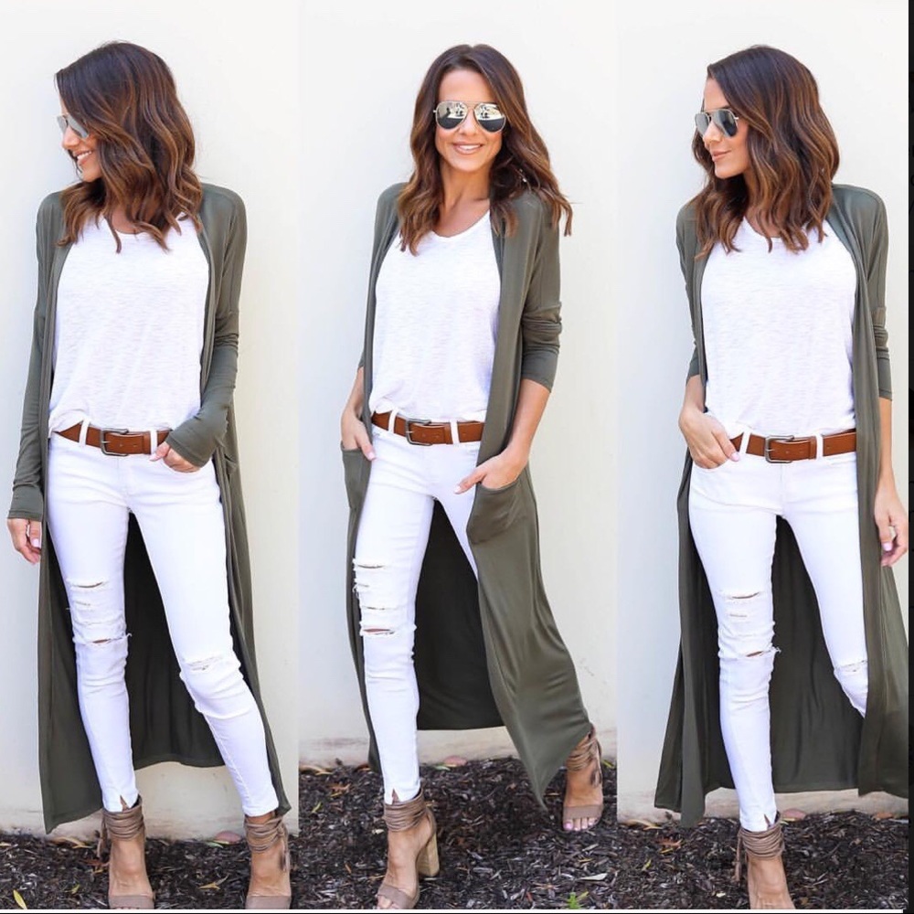 VICI Olive Green Lightweight Duster Cardigan